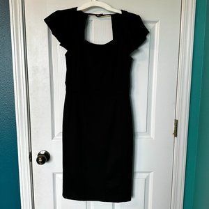 Black fitted mid length dress